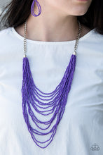 Load image into Gallery viewer, Paprazzi Bora Bombora - Purple Seed Bead Necklace and matching Earrings - $5 Jewelry With Ashley Swint