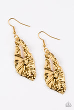 Load image into Gallery viewer, Paparazzi Cave Cavalier - Gold - Hammered Shimmer Teardrop - Earrings - $5 Jewelry With Ashley Swint