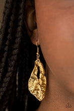 Load image into Gallery viewer, Paparazzi Cave Cavalier - Gold - Hammered Shimmer Teardrop - Earrings - $5 Jewelry With Ashley Swint