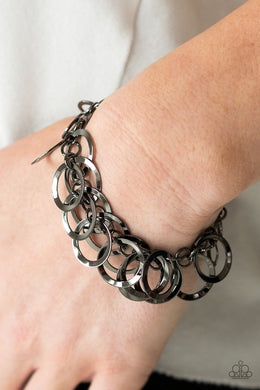Paparazzi Circus Cabaret - Black - Gunmetal Hoops - Bold Chain - Bracelet - $5 Jewelry With Ashley Swint