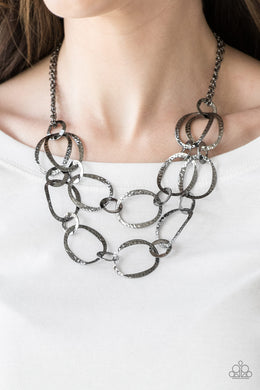 Paparazzi Circus Chic - Black Gunmetal - Necklace and matching Earrings - $5 Jewelry With Ashley Swint