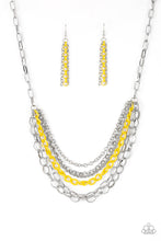 Load image into Gallery viewer, Paparazzi Color Bomb - Yellow - Silver Necklace &amp; Earrings - $5 Jewelry With Ashley Swint