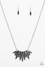 Load image into Gallery viewer, Paparazzi Crowning Moment - Silver - Hematite Rhinestones - Silver Chain Necklace and matching Earrings - $5 Jewelry With Ashley Swint