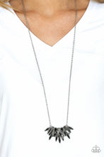 Load image into Gallery viewer, Paparazzi Crowning Moment - Silver - Hematite Rhinestones - Silver Chain Necklace and matching Earrings - $5 Jewelry With Ashley Swint