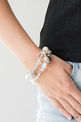 Paparazzi Downtown Dazzle - White - Pearls Bracelets - Life of the Party Exclusive February 2019 - $5 Jewelry With Ashley Swint