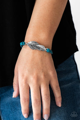 Paparazzi Faster Than FLIGHT - Blue - Silver Feather Charm - Bracelet - $5 Jewelry With Ashley Swint