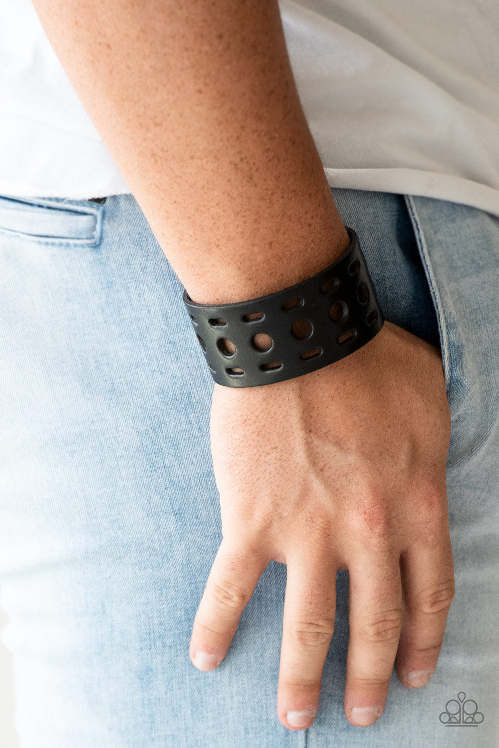 Paparazzi Free RANGER - Black Leather - Bracelet - $5 Jewelry With Ashley Swint