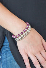 Load image into Gallery viewer, Paparazzi Girly Girl Glamour - Purple Pearly Beads / Silver - Set of 3 Bracelets - $5 Jewelry With Ashley Swint