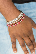 Load image into Gallery viewer, Paparazzi Girly Girl Glamour - Red Pearly Beads / Silver - Set of 3 Bracelets - $5 Jewelry With Ashley Swint