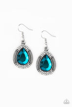 Load image into Gallery viewer, Paparazzi Grandmaster Shimmer - Blue Teardrop Gem - Silver Earrings - $5 Jewelry With Ashley Swint