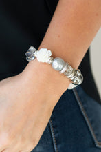 Load image into Gallery viewer, Paparazzi Here I Am - Silver - Pearl Beads - White Rose - Stretchy Bracelet - $5 Jewelry With Ashley Swint