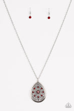 Load image into Gallery viewer, Paparazzi I Am Queen - Red - Teardrop Pendant - Silver Necklace &amp; Earrings - $5 Jewelry With Ashley Swint