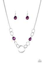 Load image into Gallery viewer, Paparazzi Lead Role - Purple - Pearly Pebbles - Hammered Silver Rings - Necklace and matching Earrings - $5 Jewelry With Ashley Swint