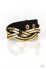Load image into Gallery viewer, Paparazzi Looking For Trouble - Gold - Black Suede Wrap Bracelet - $5 Jewelry With Ashley Swint