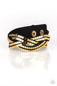 Paparazzi Looking For Trouble - Gold - Black Suede Wrap Bracelet - $5 Jewelry With Ashley Swint