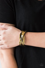 Load image into Gallery viewer, Paparazzi Looking For Trouble - Gold - Black Suede Wrap Bracelet - $5 Jewelry With Ashley Swint