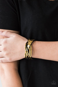 Paparazzi Looking For Trouble - Gold - Black Suede Wrap Bracelet - $5 Jewelry With Ashley Swint