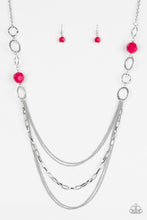 Load image into Gallery viewer, Paparazzi Margarita Masquerades - Pink - Silver Chains - Necklace &amp; Earrings - $5 Jewelry With Ashley Swint