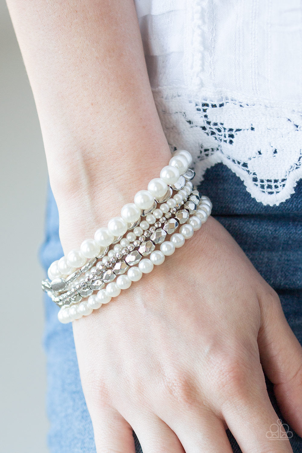 Paparazzi Metro Mix Up - White - Bracelet - $5 Jewelry With Ashley Swint