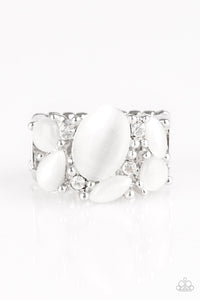 Paparazzi Modern Moonwalk - White Moonstones - White Rhinestones - Ring - $5 Jewelry with Ashley Swint