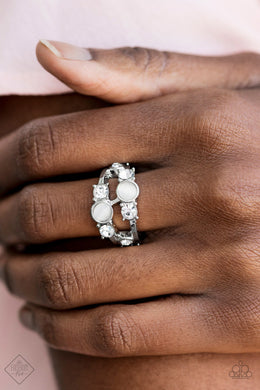 Paparazzi Moonlit Masquerade - White Moonstone - Ring - Fashion Fix Exclusive February 2019 - $5 Jewelry With Ashley Swint