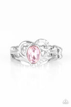 Load image into Gallery viewer, Paparazzi No HEART-Strings Attached - Pink - White Rhinestones - Heart Ring - $5 Jewelry With Ashley Swint