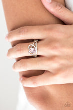 Load image into Gallery viewer, Paparazzi No HEART-Strings Attached - Pink - White Rhinestones - Heart Ring - $5 Jewelry With Ashley Swint