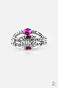Paparazzi Not So Novice - Pink - and White Rhinestones - Silver Ring - $5 Jewelry with Ashley Swint