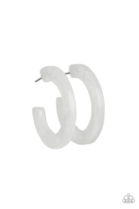 Paparazzi Oceanside Oasis - White - Acrylic Hoop Earrings - $5 Jewelry with Ashley Swint