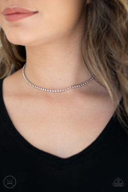 Paparazzi Pitch PURR-fect - White Rhinestones Necklace - Life of the Party Exclusive March 2019 - $5 Jewelry With Ashley Swint