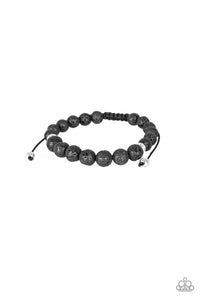 Paparazzi Relaxation - Black - Lava Rocks - Sliding Knot Bracelet - $5 Jewelry With Ashley Swint