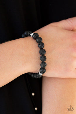 Paparazzi Relaxation - Black - Lava Rocks - Sliding Knot Bracelet - $5 Jewelry With Ashley Swint