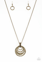 Load image into Gallery viewer, Paparazzi Rippling Relic - Brass - Rippling Pendant - Necklace &amp; Earrings - $5 Jewelry With Ashley Swint