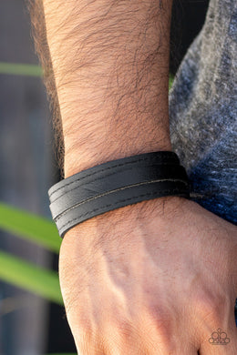 Paparazzi Scenic Scout - Black - Thick Leather Band - Bracelet - VINTAGE! - $5 Jewelry With Ashley Swint