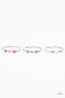 Paparazzi Starlet Shimmer Bracelets - 10 - Silver Beads with Flower - Red, Purple, Green & Blue - $5 Jewelry With Ashley Swint