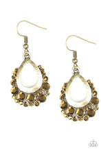 Load image into Gallery viewer, Paparazzi Table For Two - Brass - Aurum Rhinestones - Shimmer Teardrop Earrings - $5 Jewelry With Ashley Swint