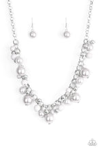 Load image into Gallery viewer, Paparazzi The Upstater - Silver Pearls - Silver Beads - Silver Chain Necklace and matching Earrings - $5 Jewelry With Ashley Swint