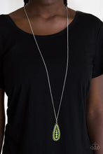Load image into Gallery viewer, Paparazzi Tiki Tease - Green - Teardrop - Silver Chain Necklace &amp; Earrings - $5 Jewelry With Ashley Swint