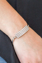 Load image into Gallery viewer, Paparazzi Top-Class Class - White - Rhinestones - Rectangular Pendant - Adjustable Bracelet - $5 Jewelry with Ashley Swint