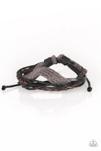 Load image into Gallery viewer, Paparazzi Total Trekker - Black - Leather - Braided Brown Leather - Gray Twine - Bracelet - $5 Jewelry With Ashley Swint
