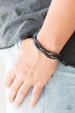 Load image into Gallery viewer, Paparazzi Total Trekker - Black - Leather - Braided Brown Leather - Gray Twine - Bracelet - $5 Jewelry With Ashley Swint