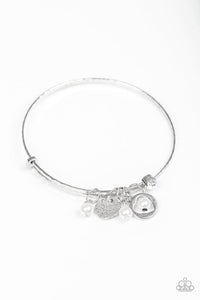 Paparazzi Truly True Love - White beads - Silver wire coils - Heart charms - Bracelet - $5 Jewelry With Ashley Swint