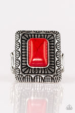 Load image into Gallery viewer, Paparazzi Tumbleweed Deserts - Red Stone - Rectangle - Textured Silver Ring - $5 Jewelry With Ashley Swint