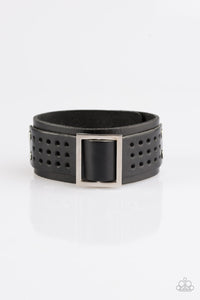 Paparazzi Urban Runner - Black Leather - Thick Band - Bracelet - $5 Jewelry With Ashley Swint