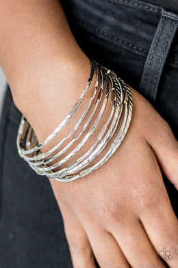 Paparazzi Urban Sprawl - Silver - Set of 9 Bangle Bracelets - $5 Jewelry With Ashley Swint