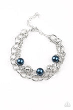 Load image into Gallery viewer, Paparazzi Vintage Variety - Blue - Pearly Beads - Shimmery Silver Chains Bracelet - $5 Jewelry With Ashley Swint