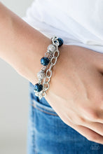 Load image into Gallery viewer, Paparazzi Vintage Variety - Blue - Pearly Beads - Shimmery Silver Chains Bracelet - $5 Jewelry With Ashley Swint