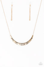 Load image into Gallery viewer, Paparazzi Howl At The Moon - Gold - Tribal Inspired Crescent Frame - Necklace &amp; Earrings - $5 Jewelry With Ashley Swint