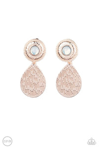 Paparazzi Emblazoned Edge - Rose Gold - Clip On Earrings