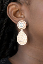 Load image into Gallery viewer, Paparazzi Emblazoned Edge - Rose Gold - Clip On Earrings